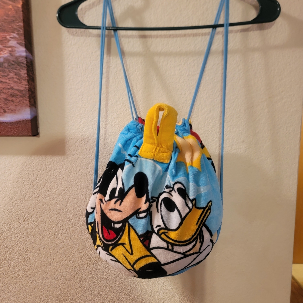 Disney Blue, Yellow & Red Mickey & Minnie TOWEL Drawstring Bag - Picture 2 of 8